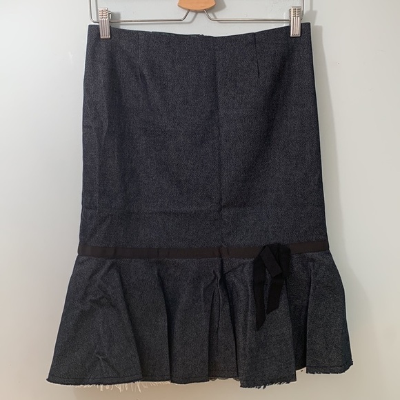 Trina Turk LA | Mermaid Lace Flared Peplum Ruffle Denim Fully Lined Midi Skirt 4 - Picture 1 of 16